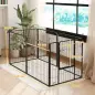 Parque para Perros de 6 Paneles de 80 cm de Altura con Puerta para Interior y Exterior Negro