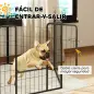 Parque para Perros de 6 Paneles de 80 cm de Altura con Puerta para Interior y Exterior Negro