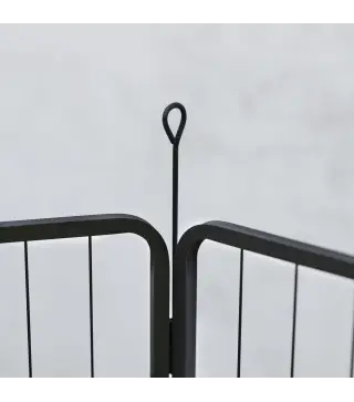 Parque para Perros de 6 Paneles de 80 cm de Altura con Puerta para Interior y Exterior Negro