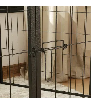 Parque para Perros de 6 Paneles de 80 cm de Altura con Puerta para Interior y Exterior Negro