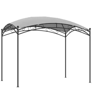 Cenador para Jardín con Techo Resistente Cúpula Elegante y Estructura Metálica con Estacas 290x194,5x256 cm Gris
