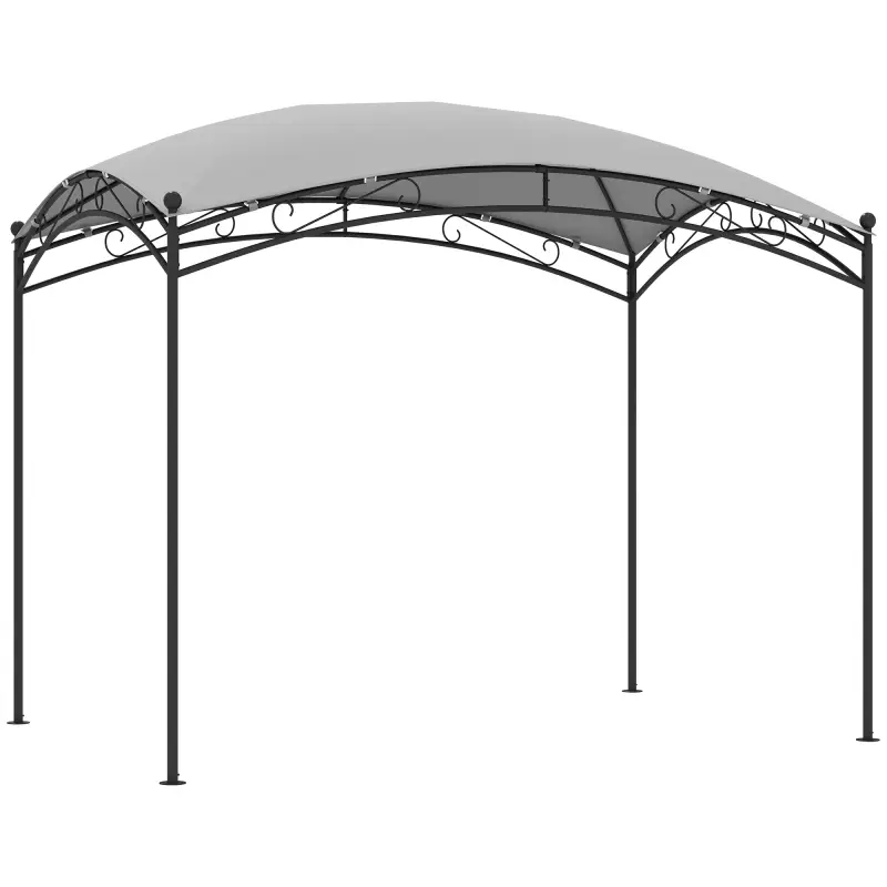 Cenador para Jardín con Techo Resistente Cúpula Elegante y Estructura Metálica con Estacas 290x194,5x256 cm Gris