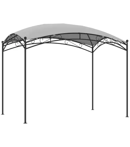 Cenador para Jardín con Techo Resistente Cúpula Elegante y Estructura Metálica con Estacas 290x194,5x256 cm Gris