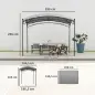Cenador para Jardín con Techo Resistente Cúpula Elegante y Estructura Metálica con Estacas 290x194,5x256 cm Gris