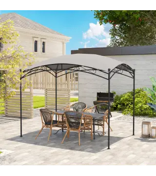 Cenador para Jardín con Techo Resistente Cúpula Elegante y Estructura Metálica con Estacas 290x194,5x256 cm Gris