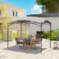 Cenador para Jardín con Techo Resistente Cúpula Elegante y Estructura Metálica con Estacas 290x194,5x256 cm Gris
