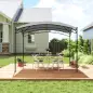 Cenador para Jardín con Techo Resistente Cúpula Elegante y Estructura Metálica con Estacas 290x194,5x256 cm Gris