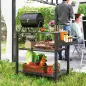 Carrito de Parrilla para Jardín o Terraza Carrito de Servicio con Encimera Estantes y Ruedas para BBQ 105x50x79 cm Negro