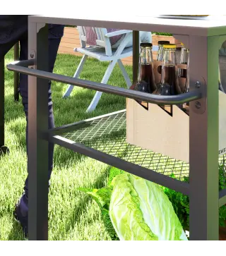 Carrito de Parrilla para Jardín o Terraza Carrito de Servicio con Encimera Estantes y Ruedas para BBQ 105x50x79 cm Negro