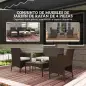 Conjunto de Muebles de Jardín de Ratán Sintético con Sofá Sillones y Mesa de Centro con Vidrio Templado y Cojines Marrón