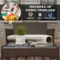 Conjunto de Muebles de Jardín de Ratán Sintético con Sofá Sillones y Mesa de Centro con Vidrio Templado y Cojines Marrón
