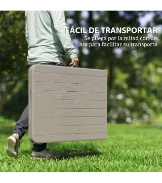 Conjunto de Camping Plegable de Mesa y Bancos Imitación Madera para Exterior 180x74x74 cm y 182x28x42 cm Marrón