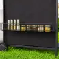 Barbacoa de Gas con 4 Quemadores Quemador Lateral Tapa con Termómetro Parrilla y Mesa Lateral Ruedas 121x54x97 cm Negro