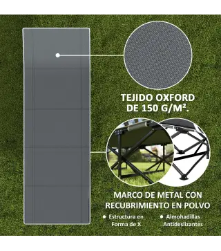 Cama de Camping Plegable con Colchón Extraíble Reposacabezas y Bolsa de Transporte 186x68x37 cm Negro