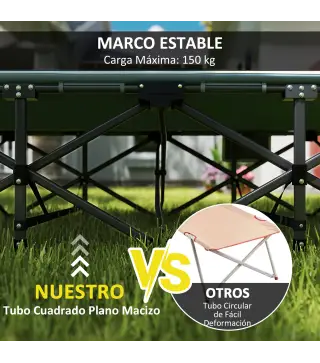 Cama de Camping Plegable con Cojín Integrado Reposacabezas y Bolsillo Lateral 187x67x37 cm Gris