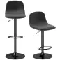 Conjunto 2 Taburetes Altos Ajustables 360° con Respaldo y Reposapiés para Cocina Bar o Comedor 40,5x44x84-104 cm Negro