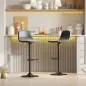 Conjunto 2 Taburetes Altos Ajustables 360° con Respaldo y Reposapiés para Cocina Bar o Comedor 40,5x44x84-104 cm Negro