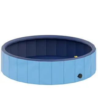Piscina para Perros Grandes Plegable con Aspersor de PVC Antideslizante Resistente al Desgaste Ø120x30 cm Azul Claro