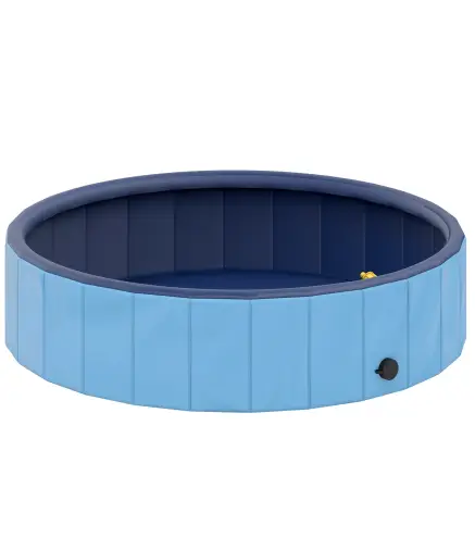 Piscina para Perros Grandes Plegable con Aspersor de PVC Antideslizante Resistente al Desgaste Ø120x30 cm Azul Claro