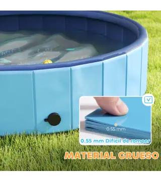 Piscina para Perros Grandes Plegable con Aspersor de PVC Antideslizante Resistente al Desgaste Ø120x30 cm Azul Claro