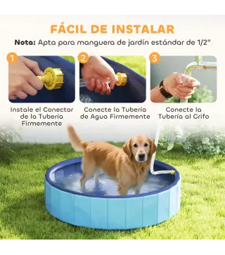Piscina para Perros Grandes Plegable con Aspersor de PVC Antideslizante Resistente al Desgaste Ø120x30 cm Azul Claro
