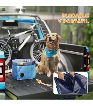 Piscina para Perros Grandes Plegable con Aspersor de PVC Antideslizante Resistente al Desgaste Ø120x30 cm Azul Claro