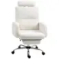 Silla de Escritorio con Reposapiés Tapizada en Borreguito con Respaldo Reclinable Reposacabezas Ajustable Crema