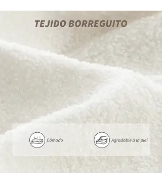 Silla de Escritorio con Reposapiés Tapizada en Borreguito con Respaldo Reclinable Reposacabezas Ajustable Crema