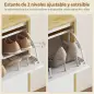 Zapatero Estrecho con 4 Puertas en Blanco Brillo Estantes Ajustables Patas de Madera para 20 Pares de Zapatos