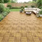 Set de 10 Piezas Baldosas de Exterior de Madera 31x31 cm 0,91 m² Suelo de Jardín Exterior Antideslizantes Natural