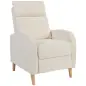 Sillón Relax Reclinable Tapizado en Lino Sintético con Reposapiés y Bolsillos Laterales Carga 135 kg Crema