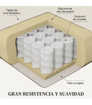 Sillón Relax Reclinable Tapizado en Lino Sintético con Reposapiés y Bolsillos Laterales Carga 135 kg Crema