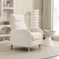 Sillón Relax Reclinable Tapizado en Lino Sintético con Reposapiés y Bolsillos Laterales Carga 135 kg Crema