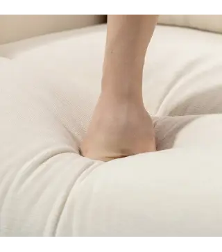 Sillón Relax Reclinable Tapizado en Lino Sintético con Reposapiés y Bolsillos Laterales Carga 135 kg Crema