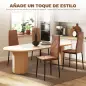 Set de 4 Sillas de Comedor Tapizadas de Piel Sintética con Respaldo Alto y Patas de Acero 41x50x97 cm Marrón