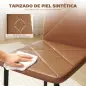 Set de 4 Sillas de Comedor Tapizadas de Piel Sintética con Respaldo Alto y Patas de Acero 41x50x97 cm Marrón