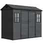 Cobertizo de Jardín Exterior 2,77 m² 244x131x201 cm con Suelo Puertas con Pestillo Ventanas y Ventilación Gris Oscuro