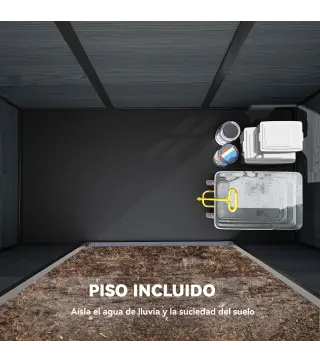Cobertizo de Jardín Exterior 2,77 m² 244x131x201 cm con Suelo Puertas con Pestillo Ventanas y Ventilación Gris Oscuro