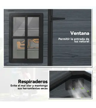 Cobertizo de Jardín Exterior 2,77 m² 244x131x201 cm con Suelo Puertas con Pestillo Ventanas y Ventilación Gris Oscuro
