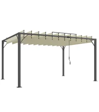 Pérgola de Jardín 3x4 m con Protección UPF30+ Gazebo con Techo Ajustable Estructura de Aluminio para Exterior Crema