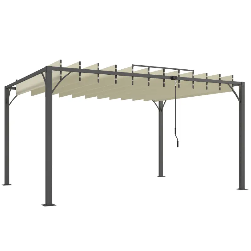 Pérgola de Jardín 3x4 m con Protección UPF30+ Gazebo con Techo Ajustable Estructura de Aluminio para Exterior Crema