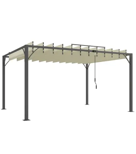 Pérgola de Jardín 3x4 m con Protección UPF30+ Gazebo con Techo Ajustable Estructura de Aluminio para Exterior Crema