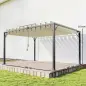 Pérgola de Jardín 3x4 m con Protección UPF30+ Gazebo con Techo Ajustable Estructura de Aluminio para Exterior Crema