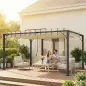 Pérgola de Jardín 3x4 m con Protección UPF30+ Gazebo con Techo Ajustable Estructura de Aluminio para Exterior Crema