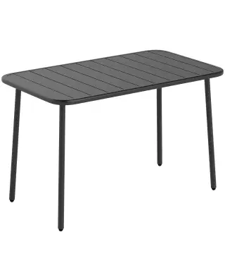 Mesa de Comedor de Jardín Rectangular 120x70x72 cm de Acero con Tablero con Listones para 4 Personas Gris