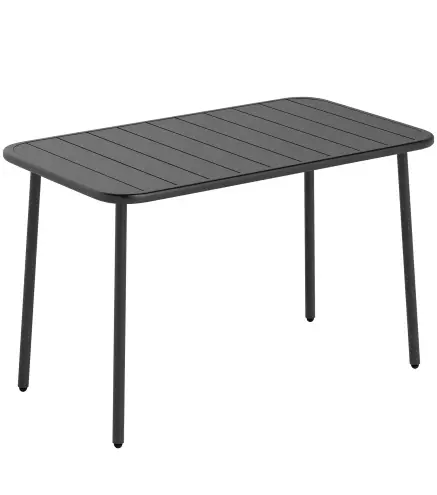 Mesa de Comedor de Jardín Rectangular 120x70x72 cm de Acero con Tablero con Listones para 4 Personas Gris