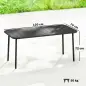 Mesa de Comedor de Jardín Rectangular 120x70x72 cm de Acero con Tablero con Listones para 4 Personas Gris