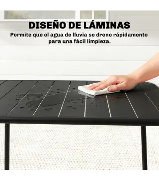 Mesa de Comedor de Jardín Rectangular 120x70x72 cm de Acero con Tablero con Listones para 4 Personas Gris