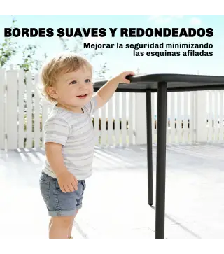 Mesa de Comedor de Jardín Rectangular 120x70x72 cm de Acero con Tablero con Listones para 4 Personas Gris