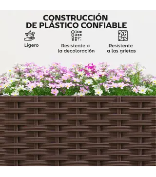 Jardinera con Enrejado y Ruedas con Drenaje para Cultivos Verduras Flores Hierbas 120x40x192 cm Marrón